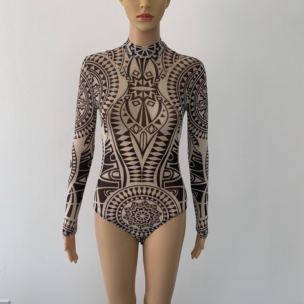 Mesh Patterned Body Suit - Picture 3 of 16